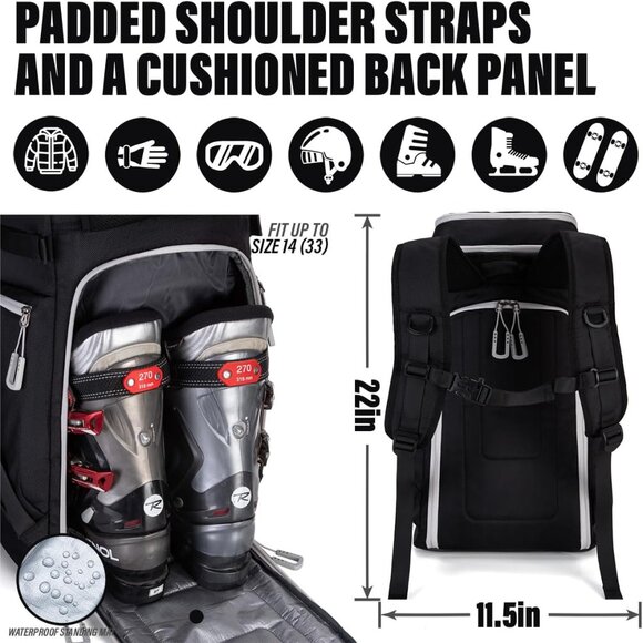 Travel Ski Boot Bag Backpack  60L - Picture 7 of 8